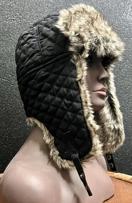 Timberland quilted black/ faux fur winter trapper hat size S/M - Image 1 of 4