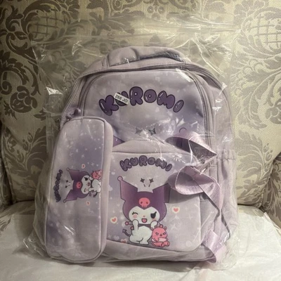 NEW Kuromi Backpack 3-Piece Set Kids Purple Lunch Bag Crossbody Pencil Case - Image 1 of 4