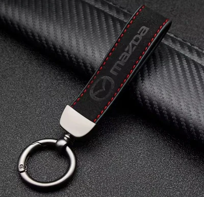 Premium Luxury Suede Mazda 2 3 5 6 MX CX Keyring Chain Black Red