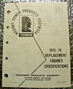 Tecumseh Lauson Power Product 1975-1976 Austauschmotoren Spezifikationen Handbuch - Bild 1 von 4