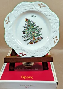 Spode Christmas Tree Pierced Scalloped 9" Plate England S3324 - Picture 1 of 9