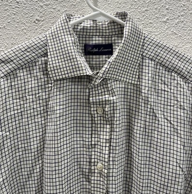 Ralph Lauren Purple Label Dress Shirt Plaid Oxford 100% Cotton Italy Size 16.5 - Image 1 of 4