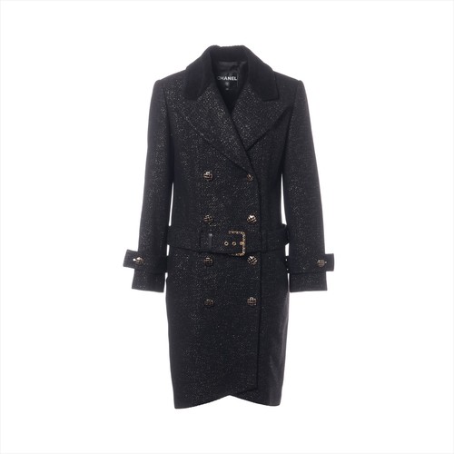 Chanel Coco Button P61 cappotto lana 36 donna nero P61944V47071