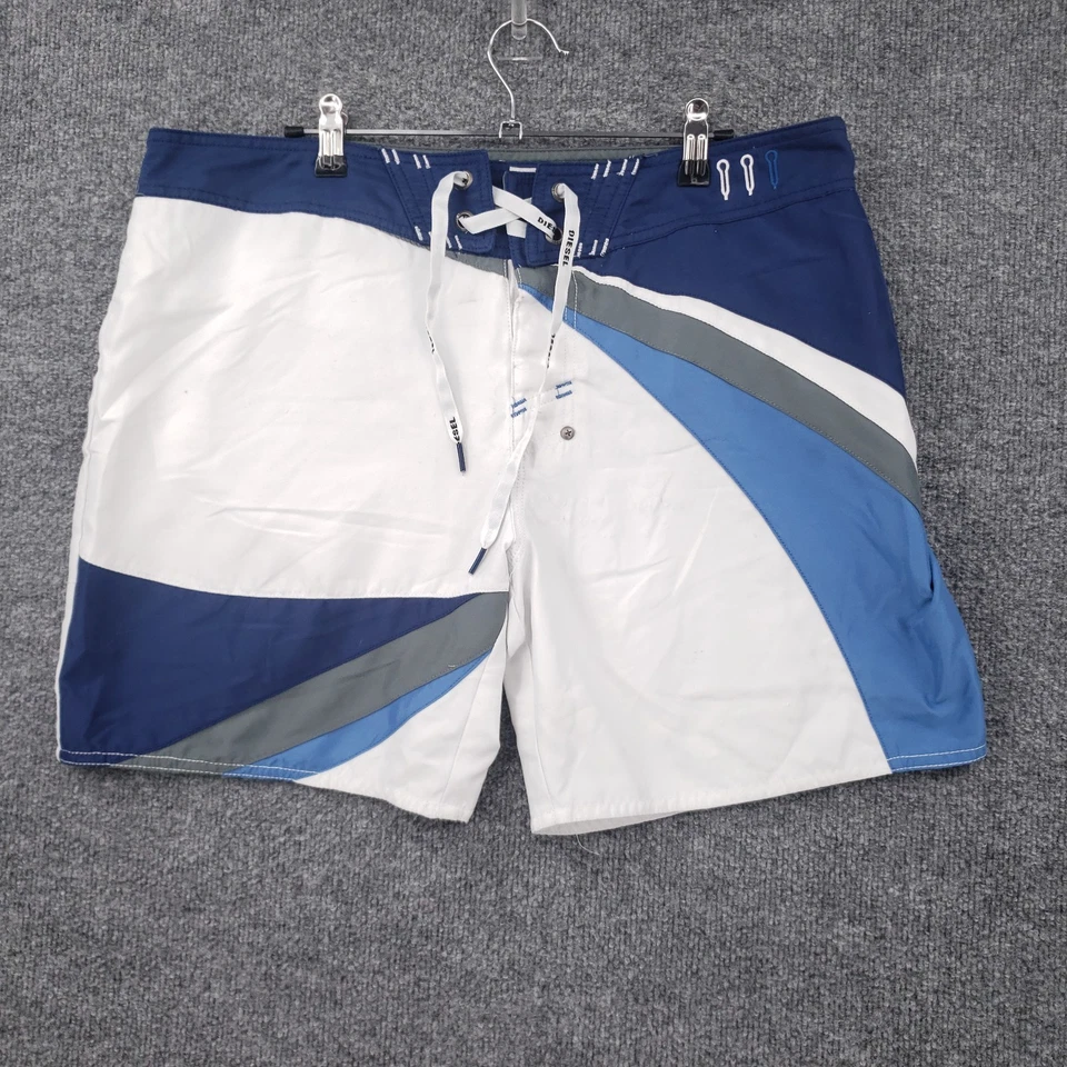 Diesel Board Shorts Hombres XL Extra Grande Azul Bañador Surf Malla Forrado Traje de Baño Y2K Foto 1 de 4