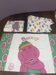 Vintage Barney Dinosaur Twin Bed Sheet Set 1992 Lyons Group Made in USA - Picture 1 of 1