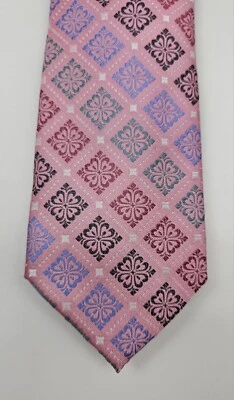 STEVE HARVEY Men's Celebrity Edition Microfiber Tie & Pocket Square Pink & Blue - Image 1 of 4