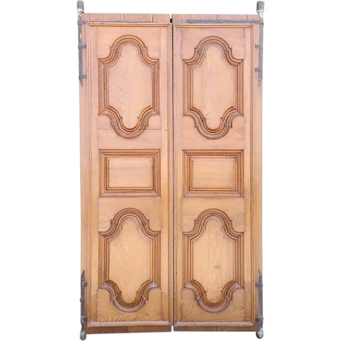 Large Antique Anglo Indian Solid Teak Paneled Double Door 18th century Cover