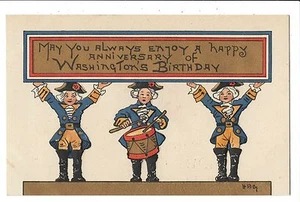 Vintage Postcard A/S HBG Washington's Birthday Patriotic Embossed Gold Griggs - Picture 1 of 1