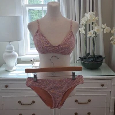 NUEVO CON ETIQUETAS J. Top de bikini para mujer Crew reunido (M)/fondo (S) estampado cachemir púrpura/amarillo Foto 1 de 4