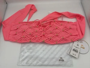Pq Swim Beaded Brynn Bandeau Bikini Top in Gelato Pink Size M NWT - Picture 1 of 4
