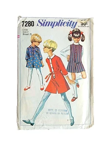 Vintage Sewing Pattern Jumpsuit Romper 1960s Toddler Girls 2T Simplicity 7280 - Picture 1 of 3