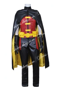 Young Justice Robin Cosplay Halloween Costume Uniform Black Leather Full Set - Bild 1 von 15
