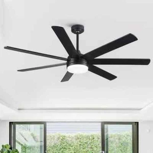 YUHAO 72 in. LED Black Ceiling Fan w/ Remote, DC Motor and 7 Reversible Blades - Picture 1 of 13
