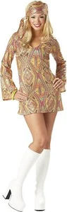 Disco Dolly 70's Retro Fever Plus Size Fancy Dress Up Halloween Adult Costume - Picture 1 of 8