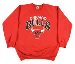 VTG 90s Fruit of The Loom Chicago Bulls Logo Sweatshirt Mens XL Red 