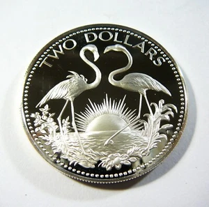 Bahamas 1975 Silver PROOF Two Dollars - Flamingos - Picture 1 of 2