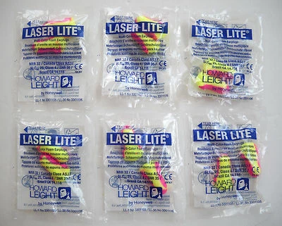 HOWARD LEIGHT LASER LITE MULTI-COLOR SOFT FOAM EARPLUGS 6 PAIRS (12 EACH), 32dB! - Image 1 of 4