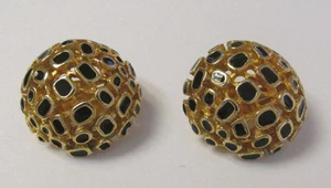 PENDIENTES VINTAGE AÑOS 60 70 MOD METAL DORADO ESMALTE NEGRO EXCELENTE ESTADO - Imagen 1 de 8