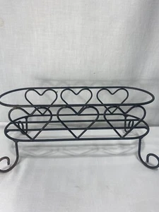 HEART COUNTRY CANDLE HOLDER FOR VOTIVE PILLAR CANDLES BLACK WIRE 9.75” - Picture 1 of 3