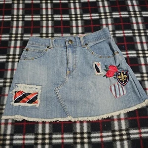 Vintage Y2K Stuff by Hilary Duff Denim Mini Skirt With Patches Girls 10 - Picture 1 of 8