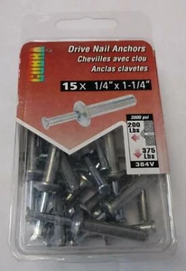 Cobra 384V 1/4" x 1-1/4" Drive Nail Anchors 15 Pack 3000 PSI - Picture 1 of 1
