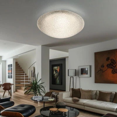 GLOBO Deckenleuchte Flurlampe Deckenlampe Glas geeist LED Wohnzimmerlampe Chrom rund