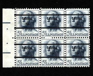 OPC 5c Washington Sc#1213 Block of 6 Chicago Precancel Used VF 45241 - Foto 1 di 2