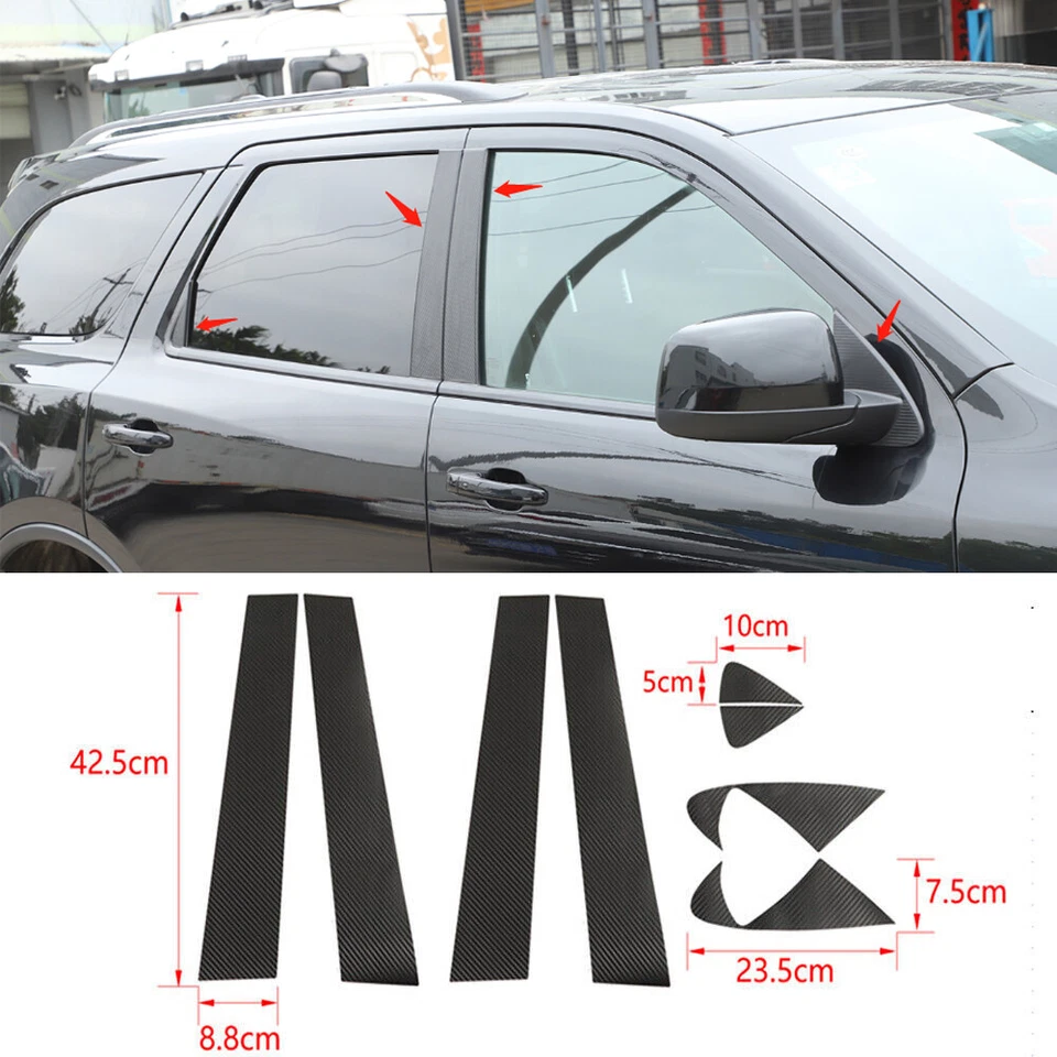 Para Dodge Durango 2011+ Estilo Carbono Puerta Ventana Pilar Poste Adhesivo Calcomanía Borde Foto 1 de 4