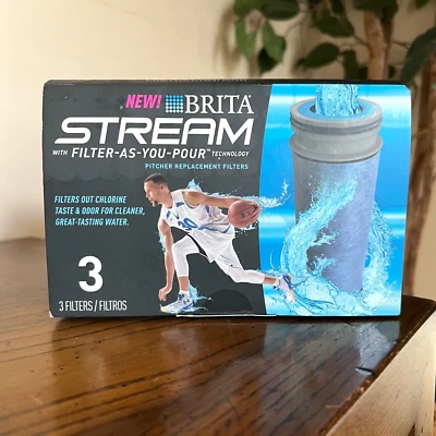 Brita Stream Filter As You Pour Pitcher Replacement Filters 3 Pack New Sealed - Image 1 of 4