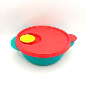 Tupperware - Vintage CrystalWave 600ml / 2-1/2 cup Pink & Green Microwavable - Foto 1 di 4