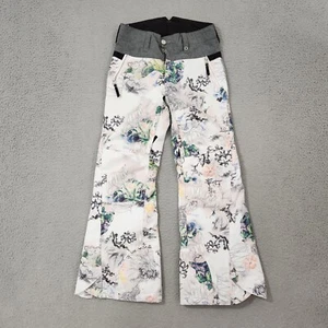 Obermeyer Pants Teen Girls Small White Floral Jessi Outdoor Scene Print Ski Snow - Picture 1 of 16
