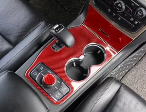 For 2014 2015 Jeep Grand Cherokee Shift Knob Panel Cover Red Carbon Fiber Trim - Bild 1 von 12