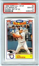 CAL RIPKEN JR~RARE (POP 36) 1988 TOPPS GLOSSY ALL-STAR SET PSA-10 GEM-MT CARD #5