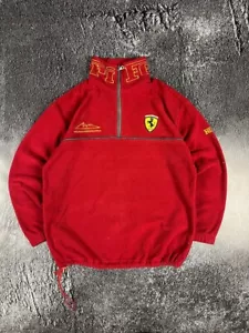 Felpa Pile Ferrari Vintage Uomo Small S Rossa F1 RacingLeggera anni 90 - Foto 1 di 13