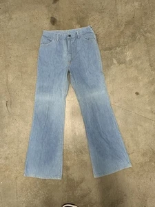 Vintage 70er Jahre Wrangler Wickel Transit Schlaghose Größe 30x31 blau helle Waschung - Bild 1 von 8