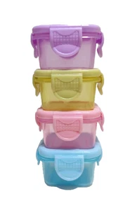 4 Pcs Mini Sealed Stackable Food Storage Containers BPA-Free Reusable Boxes - Picture 1 of 8