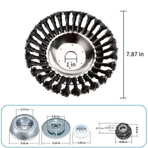 Nuevo cabezal de recortadora de césped de cepillo de rueda de alambre de acero de 8 pulgadas con kit adaptador - Imagen 1 de 1