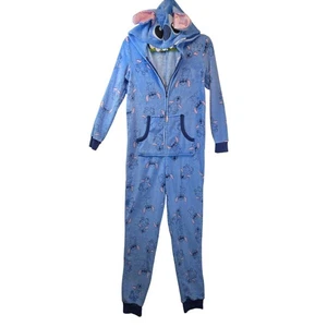 Pijama de una pieza Disney Stitch ropa de dormir con capucha cremallera adulto XS felpa salón - Imagen 1 de 15