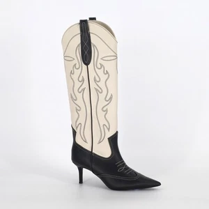 I.N.C. Int Concepts Women Bone White Faux Leather Hayleigh High Boot Size 10M - Picture 1 of 5