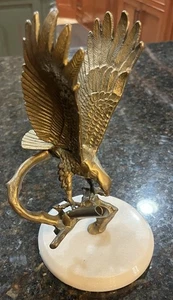 Vintage Adler Messing Marmor Stifthalter Schreibtisch Briefbeschwerer Americana Büro - Bild 1 von 17