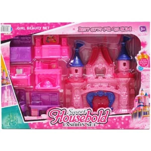 Pink Toy Castle, 9 inch, with Household Furniture - Great Gift idea for Girls 3+ - Bild 1 von 1