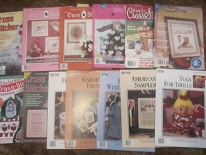 (12) Lot CROSS-STITCH Mags CHRISTMAS Baseball BIRDS Daisies [Z144r] - Imagen 1 de 1