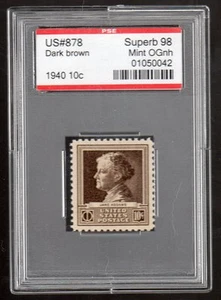US @ 878 (1940) 10c-PSE Graded: Sup98 - Mint OGnh (Encapsulated) Jane Addams - Picture 1 of 2