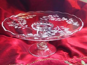 Fostoria Tortenständer Ständer geätztes Glas - Bild 1 von 4