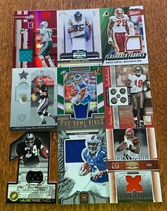 9 NFL Football Game Worn Jersey/Facemask/Pants/Rookie Premier Cards - Stars