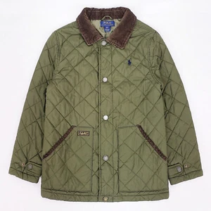 RALPH LAUREN POLO HAGAN Kids Boy Diamond Quilted Jacket Barn Coat Olive M 10-12Y - Picture 1 of 7