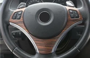For BMW 3-Series E90 2005 2006-2012 Wood Grain Steering Wheel Decor Cover Trim - Picture 1 of 7