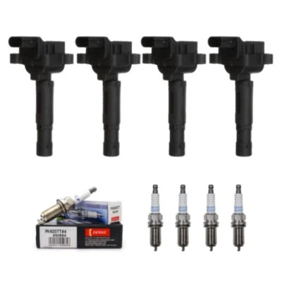 Novo conjunto de 4 bobinas de ignição e vela de ignição Denso para 03-05 Mercedes-Benz C230 1.8L - Imagem 1 de 4