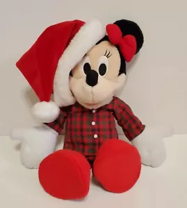 Minnie Mouse Plush Christmas Red/Black Plaid Pajamas Santa Hat 18" EXCELLENT - Imagen 1 de 2