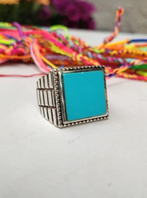 ANELLO UOMO ARGENTO 925 RING SILVER STERLING TURCHESE MISURA 26 U24 - Immagine 1 di 4